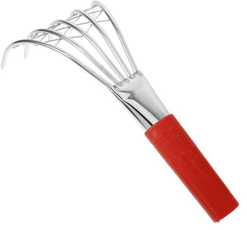 GLEAVI Rastrello Portatile per Vongole in Acciaio Inox Manico Antiscivolo da 30 Cm, Strumento Manuale per Scavare Conchiglie e Frutti di Mare, Utensile da Spiaggia per Attività