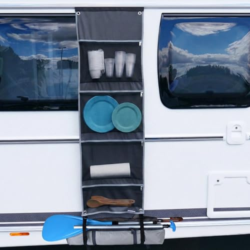 your GEAR Caravan Organizer Mesh - Hängeregal für Zelt, Vorzelt, Wohnwagen 140 x 45 cm, 4 Fächer