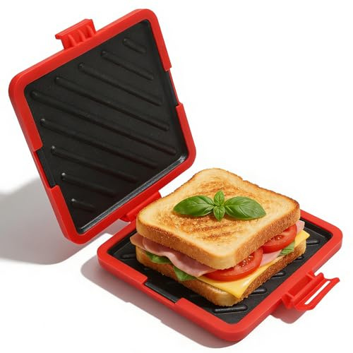 MaciRept Microwave Toastie Maker,Silicone Non-Stick Thermawave Grill Plates Microwave Sandwich Toaster Wireless Removable for Cooking Crispy Delicious Sandwiches Paninis&Micro Toastie