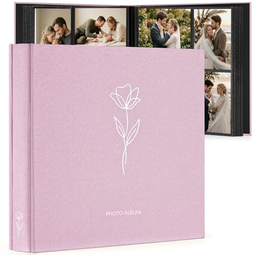 Fotoalbum 10x15cm für 600 Fotos, Großes XXL Leinen-Hardcover Einsteckalbum | Fotoalbum zum Einstecken mit Blumenmuster, säurefreies Fotobuch für Familie, Hochzeit, Baby, Jahrestag & Urlaub