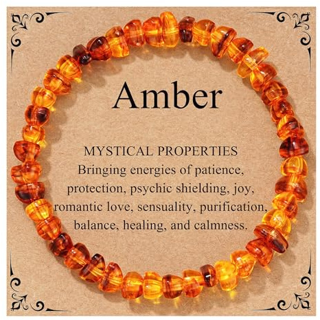 DORANA Natural Baltic Amber Bracelet Handmade Raw Polished Round Stretch Amber Beads Bracelet Hypoallergenic Healing Luck Jewellery Gifts for Women