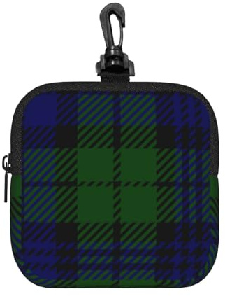 Black Watch Tartan Plaid,Quadratische Aufbewahrungstasche mit Reißverschluss, Neopren-Münzbeutel, kleine Geldbörse, Kleingeldbeutel, Münzbörse