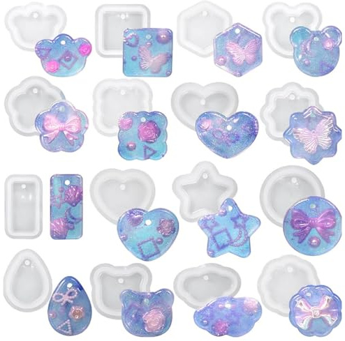 DWNSKR 16 Pezzi stampi in resina epossidica per pendenti stampi in silicone in resina epossidica stampo in resina in silicone per portachiavi pendenti gioielli decorazione fai da te
