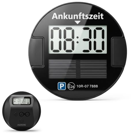 Elektronische Parkscheibe Solar mit Zulassung,Automatische Digitale Parkuhr | Automatische Digitale Parkscheibe mit KBA-Zulassung nach StVO, Solar & Type-C, 2 Display, Automatisches Parken