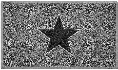 NicomanSTAR Fußmatte ｜ Eingangssperre Schmutzfangmatte ｜ Terrasse Garten Wintergarten Fußmatte ｜ innen außen matt｜Grau mit schwarzem Stern - Mittel (75x44cm)