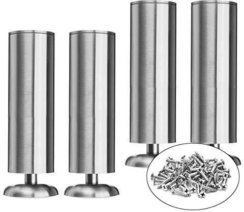 La Vane 30cm Edelstahl Möbelfüße 4er Set Metall Tischbeine Moderne Konisch | Rostfrei & Langlebig, 220 kg Belastbarkeit, mit Schrauben & Gummipads bodenschonend für Schrank, Sofa, Regal, DIY-Möbel
