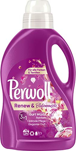 Perwoll Renew & Bruit de Fleurs Lessive Douce 24 (1 x 24) Lavages pour toutes les couleurs et textiles avec un parfum élégant