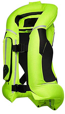 ZZJCY Motorcykel airbag väst herr och dam, airbag ridväst, vuxen airbag ridning, motorcykel airbag med reflekterande remsa, för motocross, hit luft (33 cc gaspatroner), grön, L