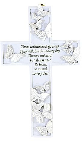 Roman Gedenkkreuz, Schmetterling, 20,3 cm Höhe, Wandkreuz, Wohnzimmer, Metallic, Modern, Unisex, Querformat, Wandmontage, 1 Stück