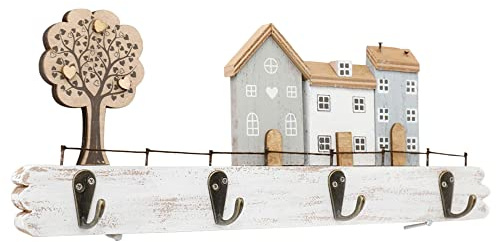 Sifcon International Plc Wooden Houses Design with Hooks Wall Hanging