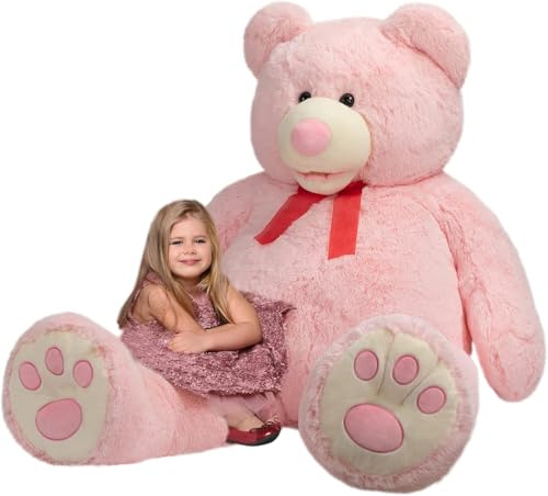 HollyHOME 150cm Teddy Teddybär XXL Kuscheltier Plüschtier Hellrosa | 1.5m Stofftier groß Weiches Spielzeug Bär Tedi Kuschelbär für Geschenk