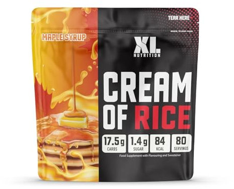 XL Nutrition Cream of Rice | 17.5grams Carbohydrates | Rice Cereal | Sugar Free | Fat Free | 80 Servings | 2kg (Maple Syrup)