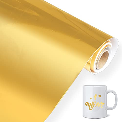 30,5 cm x 300 cm Klebefolie Goldfolie Selbstklebend,Vnylfolie Plotter Gold | Plotterfolie Selbstklebende Transferfolie Plotter ,Flexfolie Gold für DIY-Geschenke, Tasse, Fenster Anderen Bastelschneidern