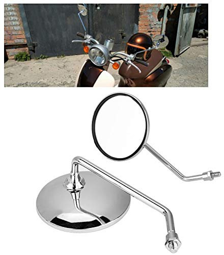 Rond Miroir de Moto, 1 Paire 8mm C?t¨¦ Droit et Gauche R¨¦troviseur Moto Rond Argent¨¦s Ronds Chrom¨¦s pour Motos Tout-Terrain Scooters Motos de Croisi¨¨re Motos de Tourisme