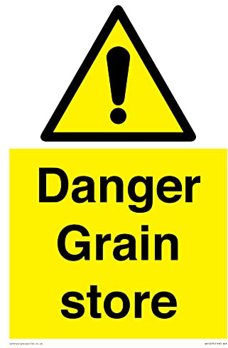 Viking Signs - Gelb/Weiß - Warnschild - A4 Hochformat - 200 x 300 mm - Vinyl - Porträt - Danger Grain Store