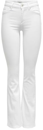 ONLY Jean évasé ONLBLUSH pour Femme, Taille Moyenne, évasé, Blanc., M / 34L
