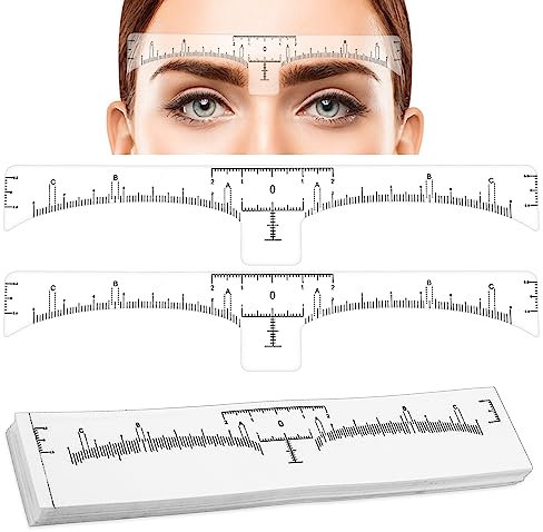 Abeillo Set di 50 stencil per sopracciglia, righello per sopracciglia, righello per segni per sopracciglia, riutilizzabili, per principianti
