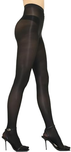 GOCBOBO Medias De Seda Brillante 70D Medias Sin Costuras Shaping Cintura Alta Mujer Medias Danza Negro