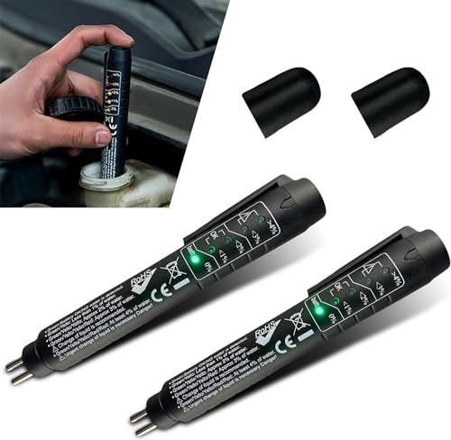 QODOLSI 1 stylo de test de liquide de frein de voiture, DOT 3 DOT 4 DOT 5.1 stylo testeur d'huile de frein avec 5 indicateurs LED, analyseur d'humidité du liquide de frein, outil de test universel de