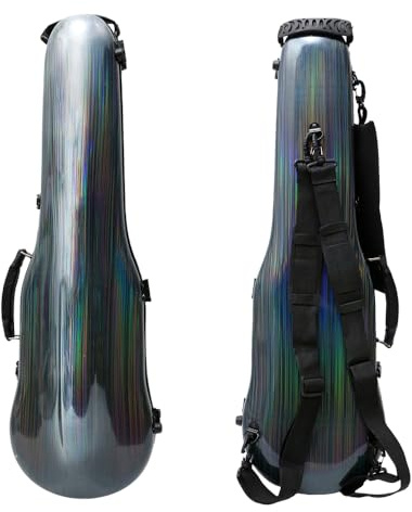 WUQIMUSC Violin Case 4/4 hard shell Carbon fiber Lightweight Triangle case with Backstraps External accessory storage bag (color)