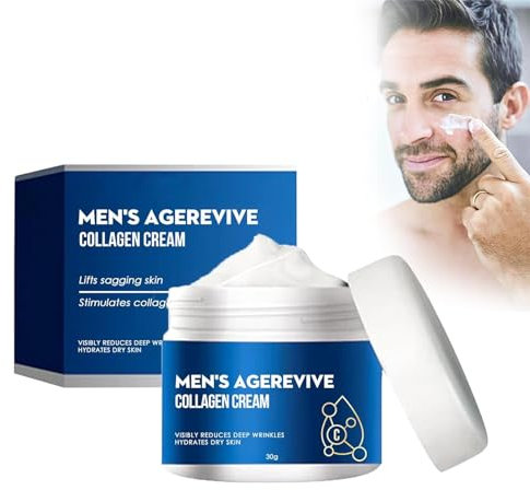 EXQST AgeRevive Kollagencreme für Herren, Tiefe Feuchtigkeitscreme für das Gesicht, hautstraffende und straffende Lotion, natürliche Bio-Anti-Falten-Creme für alle Hauttypen