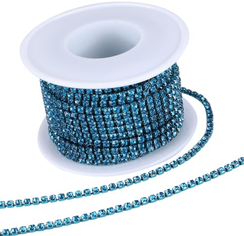 GORGECRAFT 10 Yds 2.5mm Strasskette Mit Funkelnden Kristall-Strasssteinen Mit Geschlossener Kralle Kettenbesatz Für DIY Nähen Basteln Schmuck Perlenherstellung Hochzeitsdekoration Licht Saphir