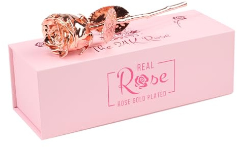 The24kRose, 100% echte Rose in Roségold getaucht, für Muttertag, Jahrestag, Hochzeit, Abschlussfeier, Geburtstag, Babyparty, Antrag, Valentinstag.