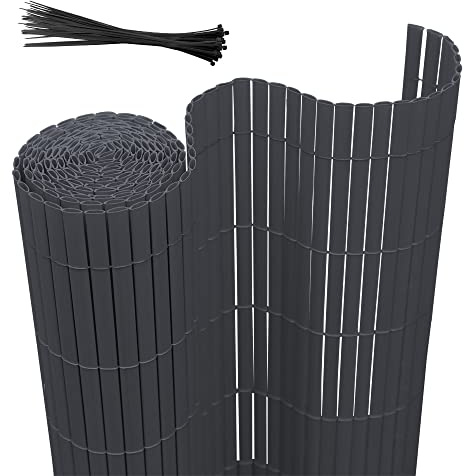 Joparri Sichtschutzmatte 120 x 600 cm PVC Sichtschutzzaun 3-Gewicht-Verstärkung, Stabil PVC Sichtschutzstreifen Anthrazit Privatsphäre Sichtschutz für Garten Balkon Terrasse Zaun