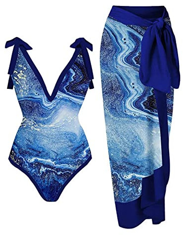Badeanzug Damen Bauchweg Sonderangebot Badeanzug Mit Cups Badeanzug Anti Uv Swimwear Freizeit Mode Einteiliger Swimsuit, Bikini, Schnür Badeanzug, Langer Rock, Chiffon, Zweiteiliges Set