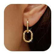 WATEFOER Gold Creolen für Damen Büroklammer quadratische Kette Link Dangle Hoops Ohrringe leicht hypoallergen minimalistischen ästhetischen Schmuck für Frauen Mädchen