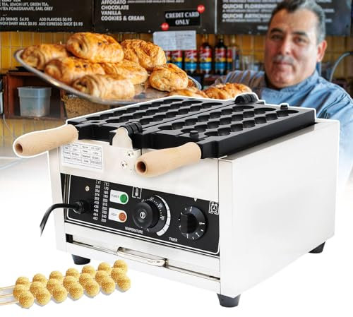 Máquina Eléctrica Para Hacer Gofres De Burbujas,Máquina Para Hacer Gofres Comercial,Con Perilla De Control De Temperatura Y Perilla De Sincronización,Temperatura Ajustable En 50 ℃-300 ℃