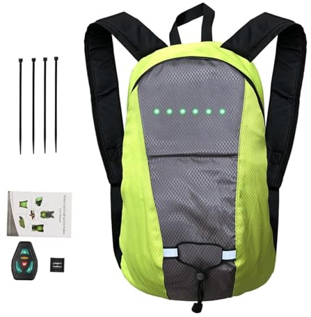 Yulokdwi Réfléchissant Sac À Dos Vélo,15 L Sac À Dos LED Clignotant,Sac Haute Visibilité Avec Clignotant, Sac À Dos De Vélo Télécommandé, Sac Rechargeable USB Pour Une Conduite