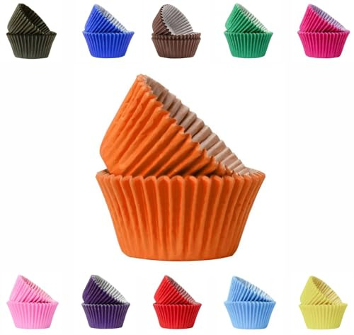 Lot de 50 moules à cupcakes colorés en papier sulfurisé 50 mm (orange)