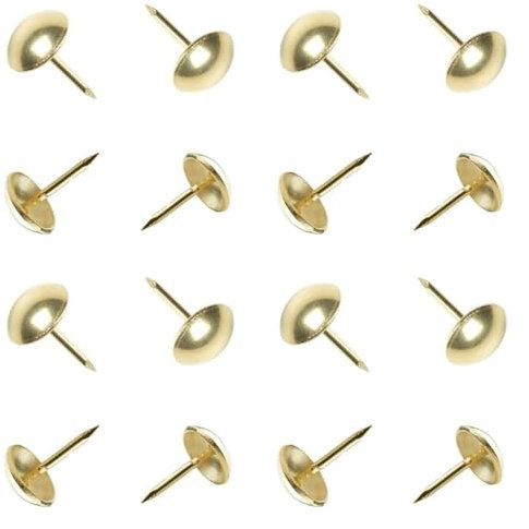 100Pcs Upholstery Nails - Made in Germany - Decorative Premium Furniture Tacks (Brass Plated, 18mm High Domed Head)