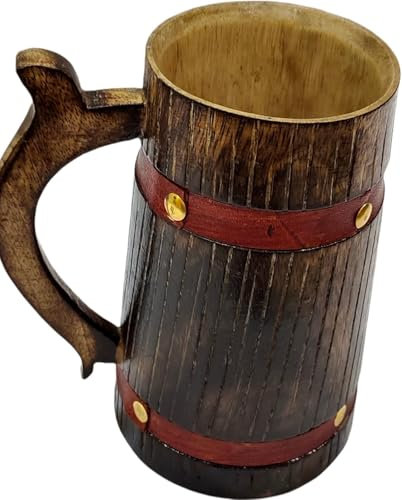 NAVIROCK Handmade Wooden Rustic Mugs Made up of Real Mango Wood Carving Tea Mug of Wood Eco Friendly Natural Wooden Beer Tankard for Mens - Great Gift Idea