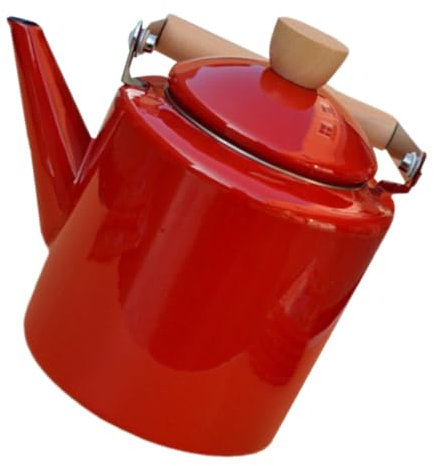 Amosfun Emaille-wasserkocher Retro-teekessel Für Herd Kochendes Wasser Mit Holzgriff Heißteekanne Für Tee Kaffee Haferbrei