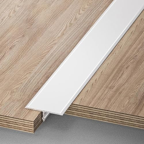 Raouoae T-Profil Bodenleiste Übergangsleiste Tile To Laminate Transition Strip 100 Cm Länge 3 Stück Übergangsprofil Tür Ideal Für Übergänge Zwischen Laminat Und Fliesen(Linghuabai,Breite: 40 mm)