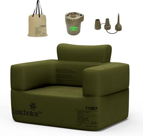 Luxchoice Aufblasbares Sofa Camping 1 Person Luftsofa Camping Aufblasbar Couch Inflatable Outdoor Air Sofa mit Rücken Armlehne und Tragbare Pump
