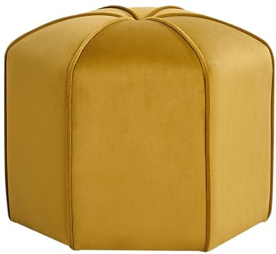 Beliani Pouf Hocker Stoffbezug Samt gelb rund ⌀ 45 cm Polsterhocker 40 cm hoch Wishek