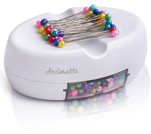 Arcimatto Magnetic Pin Holder, Strong Magnet Pincushion with Drawer, Pin Cushion with 100 Pcs Ball Head Straight Pins for Sewing, Needle Cushions Bobby Pin Holder Paper Clip Organizer for Quilting
