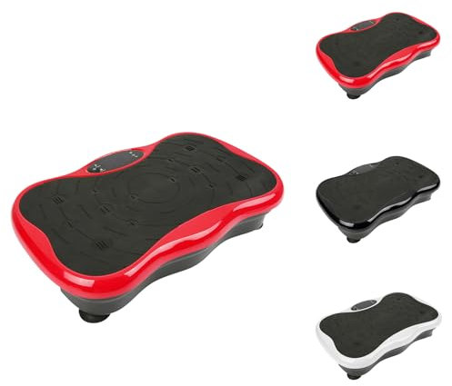 Supfine Pedana Vibrante Fitness, Piattaforma Basculante 95 Livelli Velocità, Pedana dal con Bande di Resistenza, Display LCD Telecomando- Max 120kg, Vibration Trainer 53*32,5*12 cm (Nero)