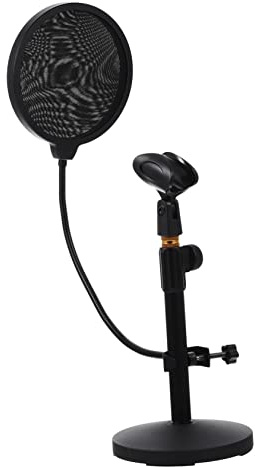 Toyvian Sturdy Live Broadcast Microphone Stand Mic for Desktop Microphone Rack Clamp Shield