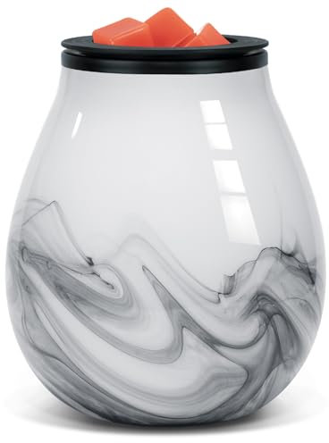 Glass Wax Melt Warmer for Scented Wax, Electric Oil Burner with Removable Silicone Dish and Stable PTC Heating Element, 7 Colors Changing LED Night Light Oil Burner for Bedroom Office Décor Gift