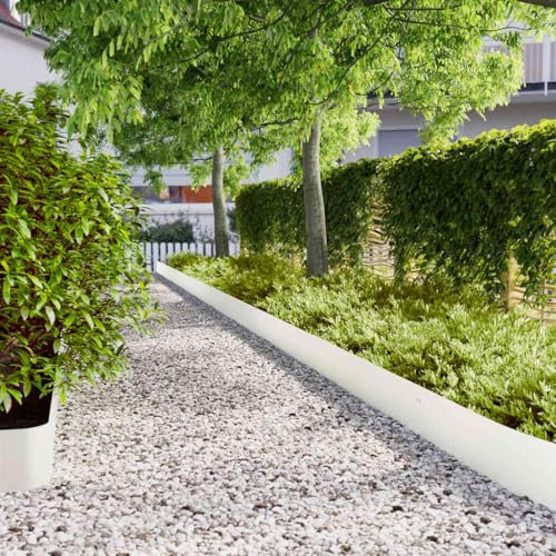 Xichuzi Rasenkanten 10 STK. Weiß 20x103 cm Kaltgewalzter Stahl, Beetumrandungen, Beeteinfassung, Grabumrandung, Zaun Garten, Beetzaun, Beetabgrenzung - 860155