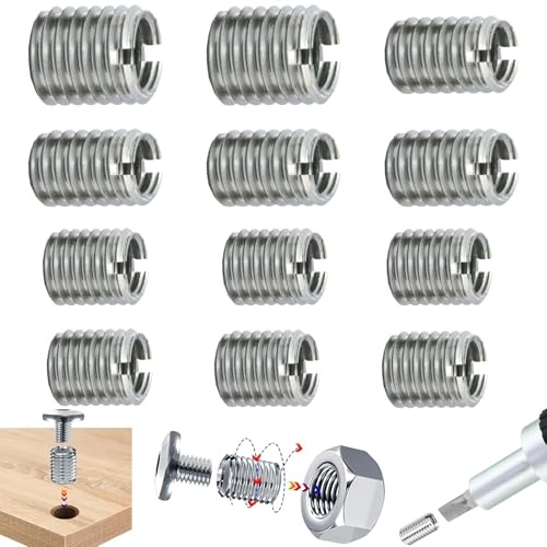 12 Stück Gewindeeinsatz M10 Auf M8 x12/10mm, Einschraubmutter M8 Auf M6 x12mm, Edelstahlgewindeeinsätze Schraube, Repair Tool Innengewinde Metrisch für Automobilen Dampfturbinen Mechanischen