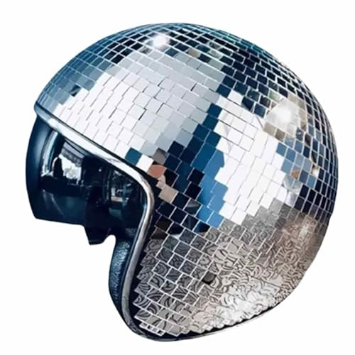 Gihioue Discokugel-Helm, Disco Kappe Einziehbarem Sonnenschutz, Glitzer Spiegelkugel Helm Für Kugel Kostüm Kopfbedeckung Für Bar DJ Club Party