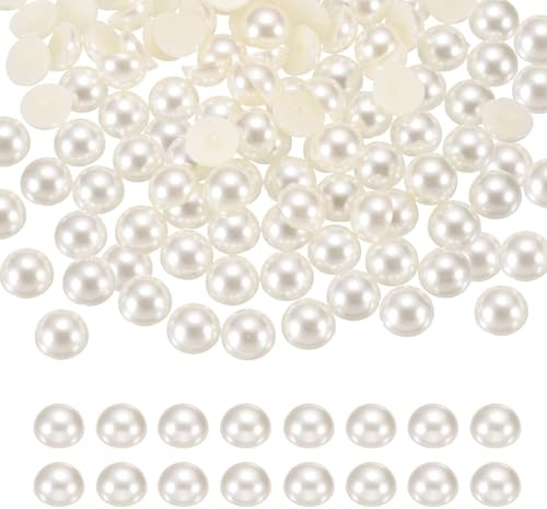sourcing map 150 piezas de media perla para manualidades, 14 mm, perlas de imitación de plástico, media parte trasera plana, cuentas sueltas de diamantes de imitación para manualidades, ropa, vaso