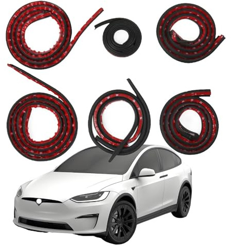 QIUYU2024 Car Door Soundproof Seal Kit for Tesla Model X 2020-2025, Rubber Weather Draft Seal Strip Wind Noise Reduction Kit for Car Window and Door, Trunk Edge, Engine Cover