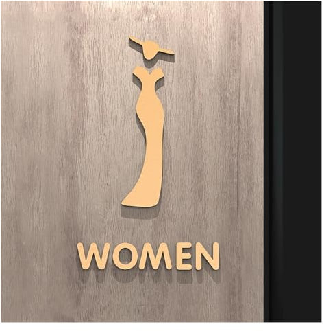 QWWQYDY Segnali per Toilette Targa for WC Color Oro Nero, Etichetta Adesiva 3D for Porta della Stanza da Bagno, Cartello for WC, Decorazione for la casa, Arte, Hotel(21,18x11cm)