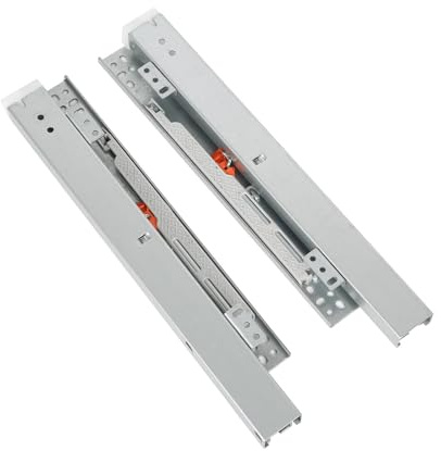 HSEANWWW 400mm unsichtbare SchubladenführungenUnterflurführung Bodenmontage, Soft Close, 40 kg Tragkraft, 3-facher Vollauszug, 1 Paar Dämpfung Pufferschiene (400)